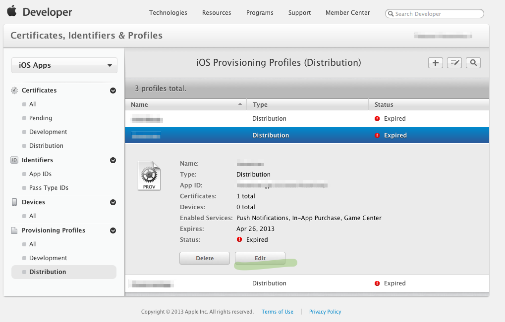 iOS Provisioning Profiles (Distribution)